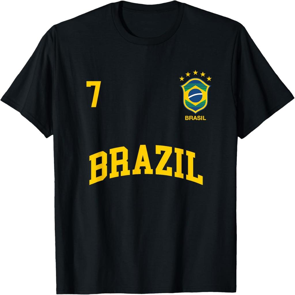 Maglietta Brasile Numero 7 (INDIETRO) Maglia Squadra Calcio Brasiliana