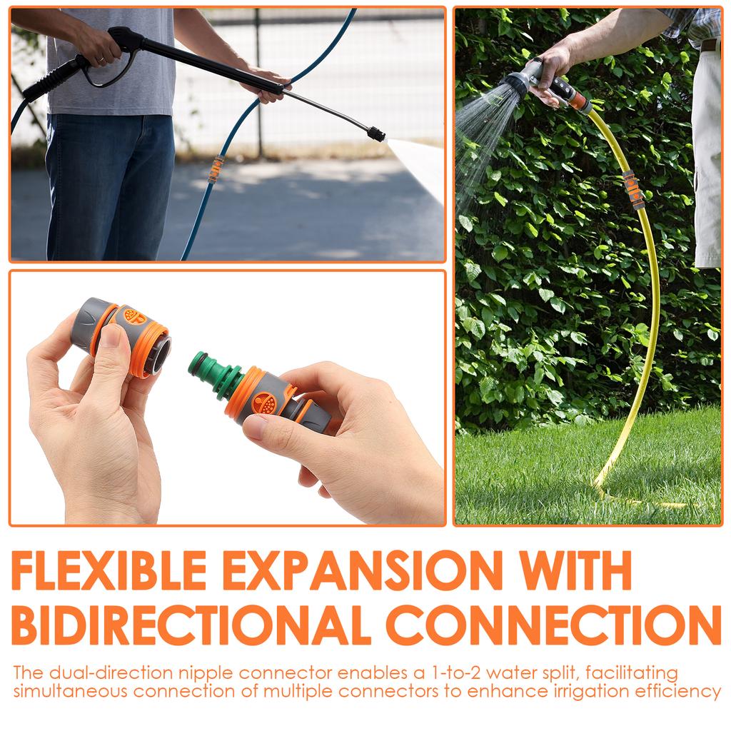 18-teiliges Schlauchverbinder-Set 1/2 Zoll Schlauchkupplungsset Doppelstecker Gartenschlauchverlängerung Zweiwegekupplung Verbindungsteil für Garten