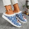 Women's Christmas Limited Edition Red Snowman & Snowflake Slip-On Loafers - Cozy Winter Fabric Slippers with Non-Slip Rubber Sole, Festive Holiday
