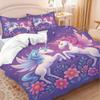 3-Piece Set Of Dreamy Unicorn Print 1 Down Duvet Cover+2 Pillowcases No Core. Soft And Comfortable Machine Washable