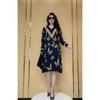 Western-style Dress V-neck Color-blocked Mid-length Hooded Jacquard Butterfly Flying A-line Sweater Skirt