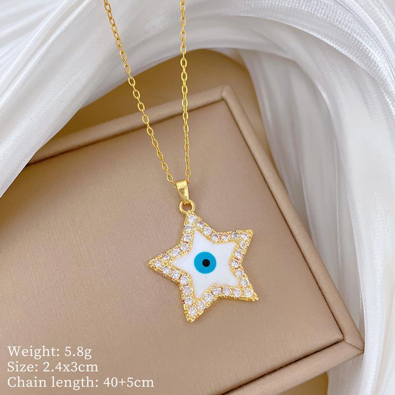 Multi-Element Style Copper Micro-Inlaid Necklace Combination Female Real Gold Electroplated Exquisite Collarbone Chain
