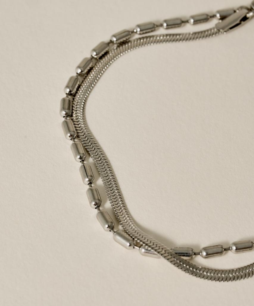 Novice Tokyo Bar & Snake Double Chain Bracelet [Stainless] / Silver