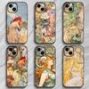 Retro Elegant Czech Art A-Alphonse Mucha Phone Case Phone Case Soft Packaging Lightweight For iPhone17 16 15 14 13ProMax