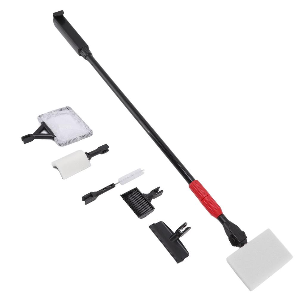 6 in 1 Fish Tank Cleaning Tools with Telescopic Handle Includes Algae Scraper Sand Rake Brush Fish