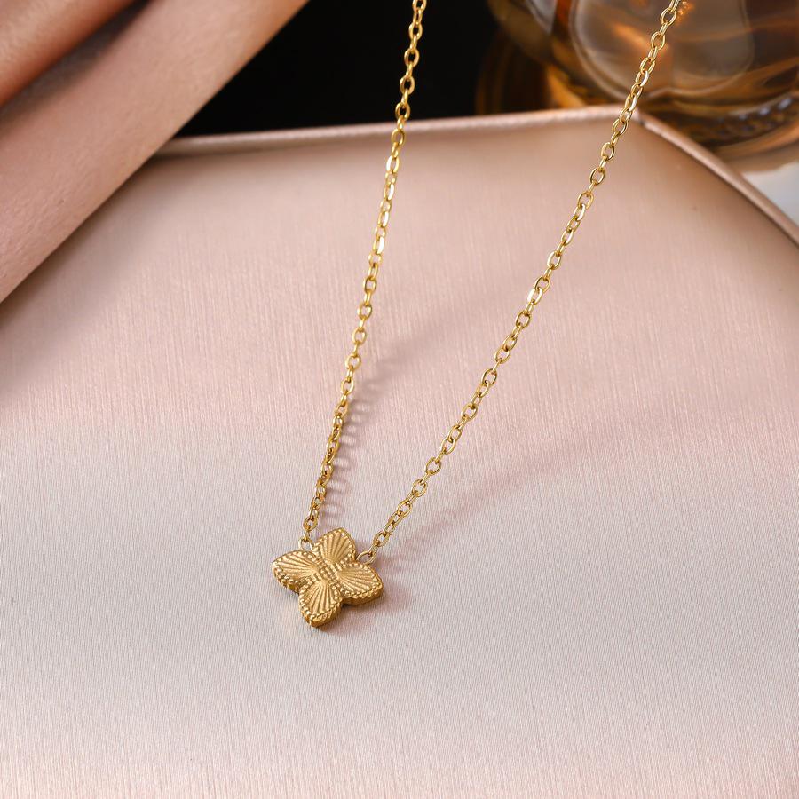 Stainless Steel Four-Leaf Clover Jewelry Set: Bracelet, Necklace, Earrings & Ring for Women