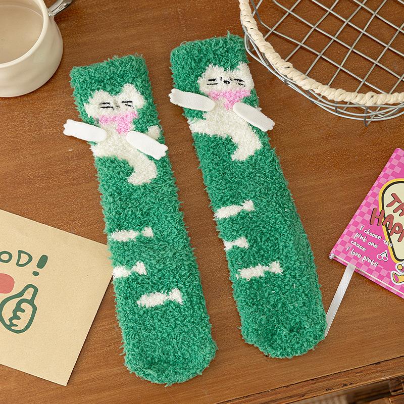 Winter Fleece Lined Thick Kids Socks Mid-Calf  A-Class Warm Sleep Home Baby Socks