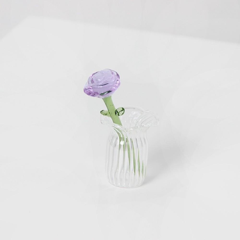 

Mini Glass Flower Decor Colored Glaze Simulation Floral Glass Flower Bouquet Handcrafted Floral Sculpture Home Room Decoration