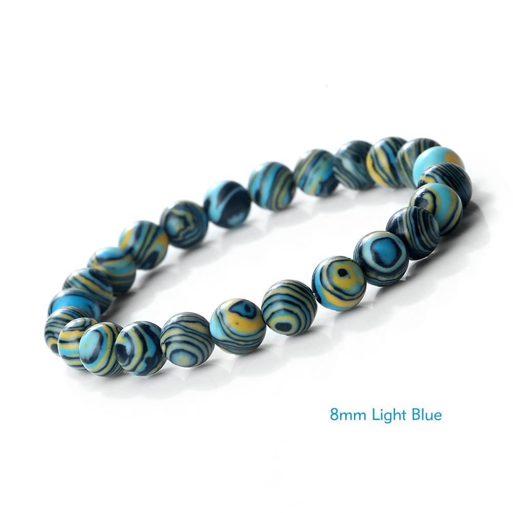 New Blue Malachite Natural Stone Bracelets Women Men Chakra Prayer Mala Buddhist Beads Bracelet Bangle Yoga Strand Charm Jewelry