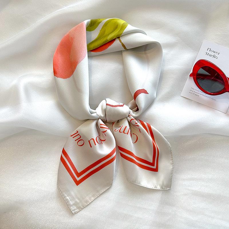 New Versatile Decorative Scarf Silk Scarf Summer Versatile Premium Printed Square Scarf Fashion Sunscreen Light Luxury Silk Scarf 70*70cm