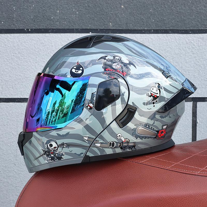103-ORZ-Motorcycle Helmet, Men's and Women's Open Face Helmet, Dual Mirror, Summer Full Face Helmet, Four Seasons