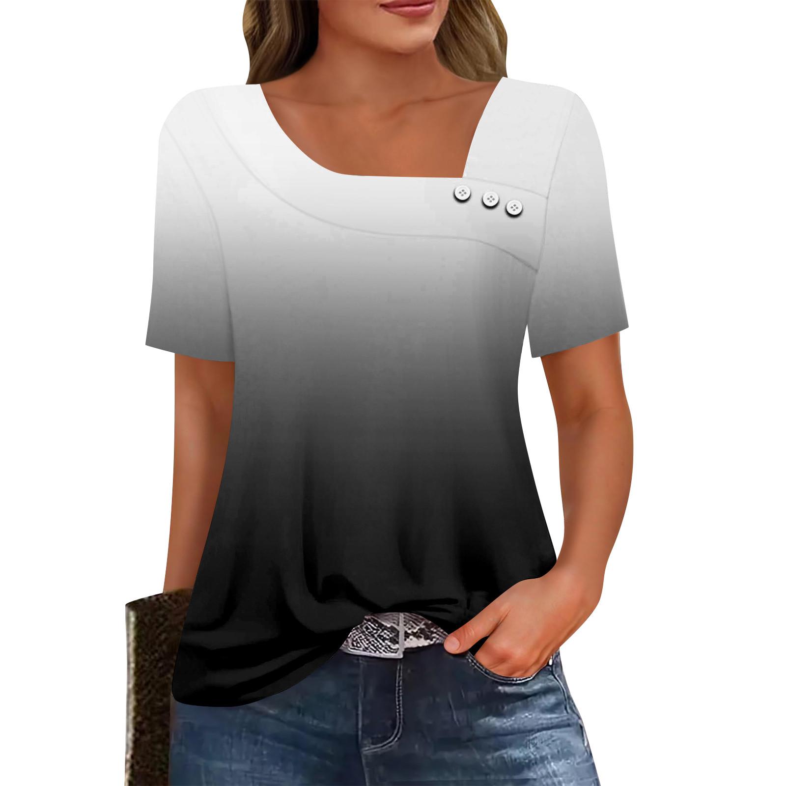 

Женские летние топы, повседневные, с оборками, коротким рукавом, круглым вырезом, свободные, плиссированные футболки M чёрный