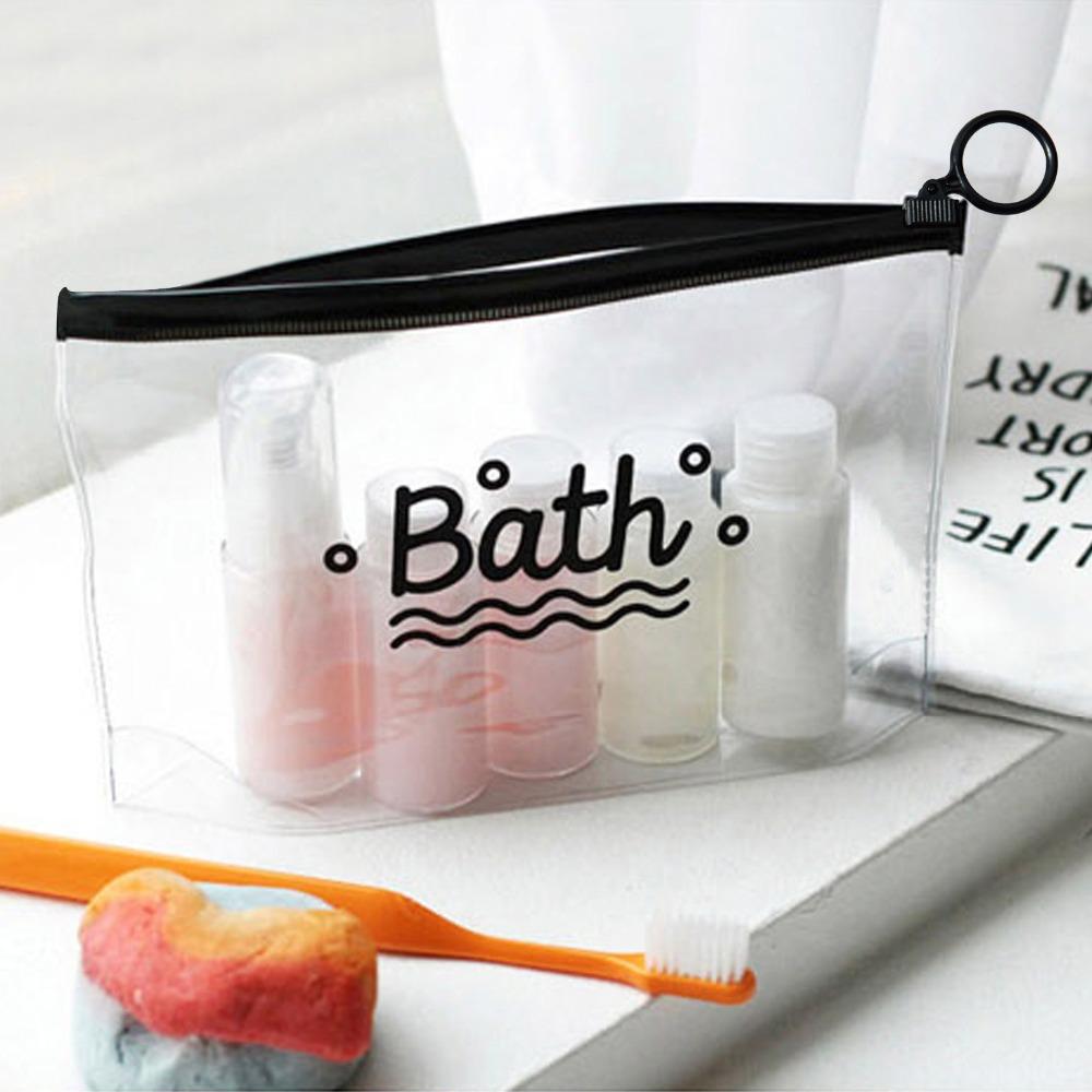 Fashion Women Clear Cosmetic Bags PVC Transparent Toiletry Bags Travel Organizer Necessary Beauty Case Bath Wash Makeup Bag