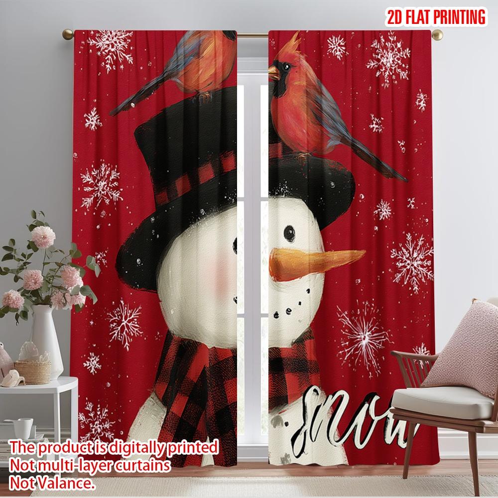 

2pcs,2D plane printing Creative Curtains Let It Snow Snowman Snowflake Polyester Fabric (without rod) Versatile All Perfect for 52.50×116.00 CM 2pcs
