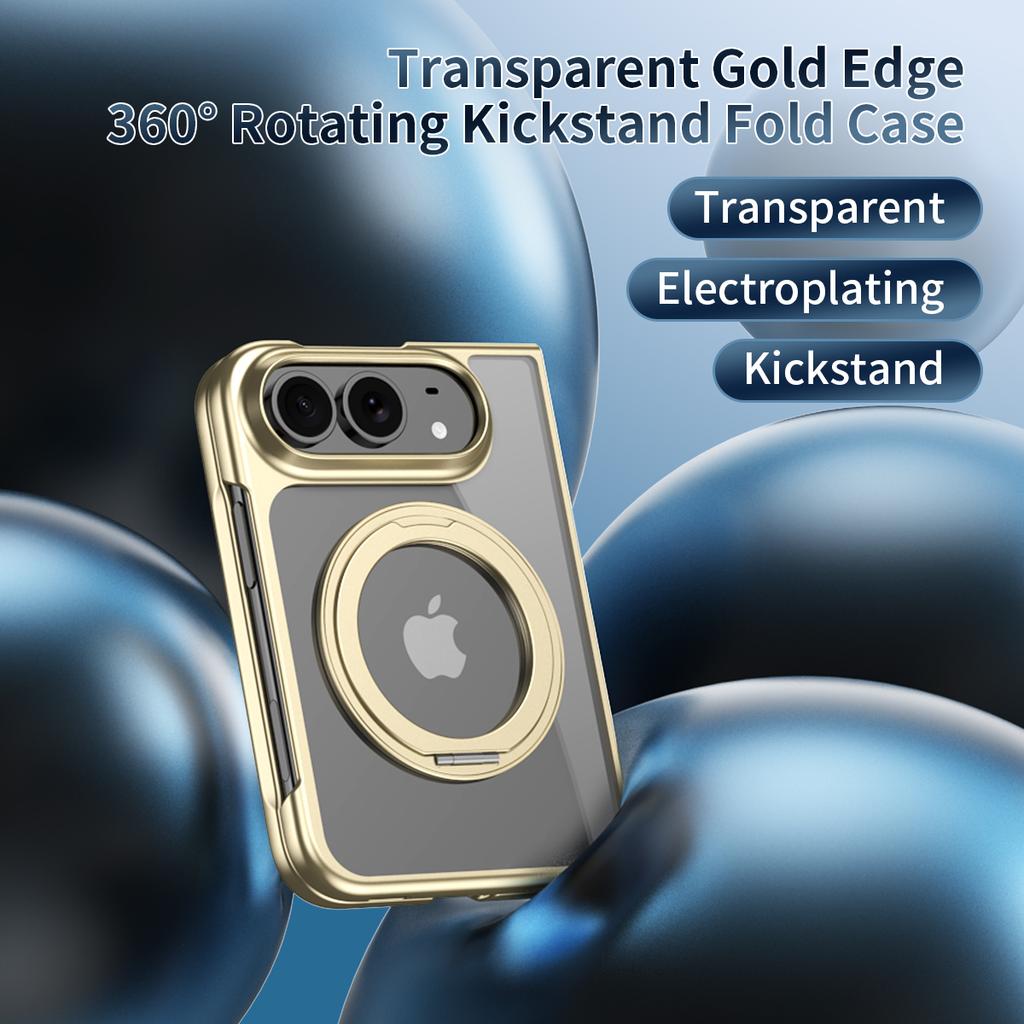 360 Degree Rotating Electroplated Transparent for Magsafe Magnetic Bracket Phone Case, for IPhone Ultra Screen Protector Cover
