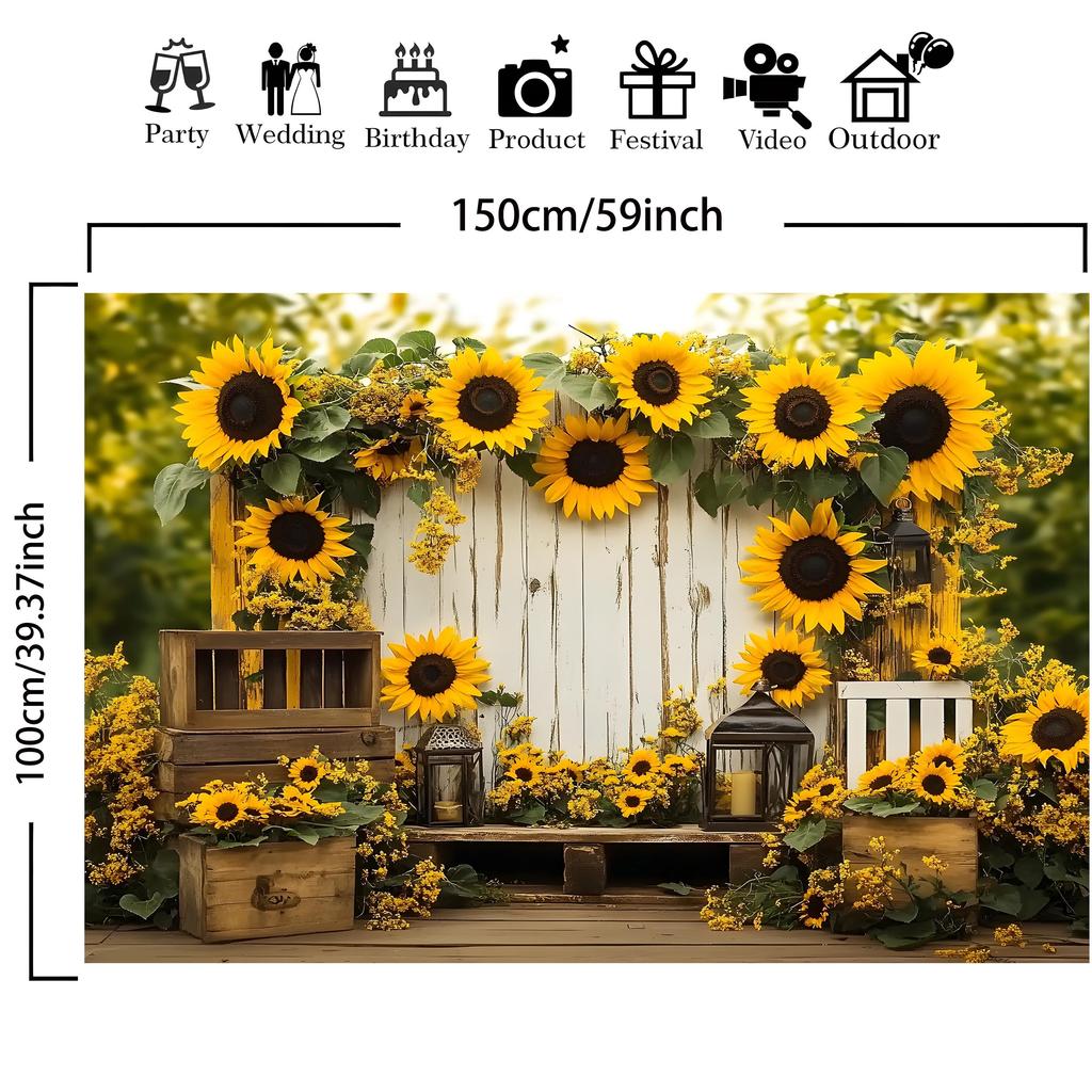 Multi Functional Sunflower and Rose Garden Photography Background - Home Decoration, Birthday, and Other Occasions