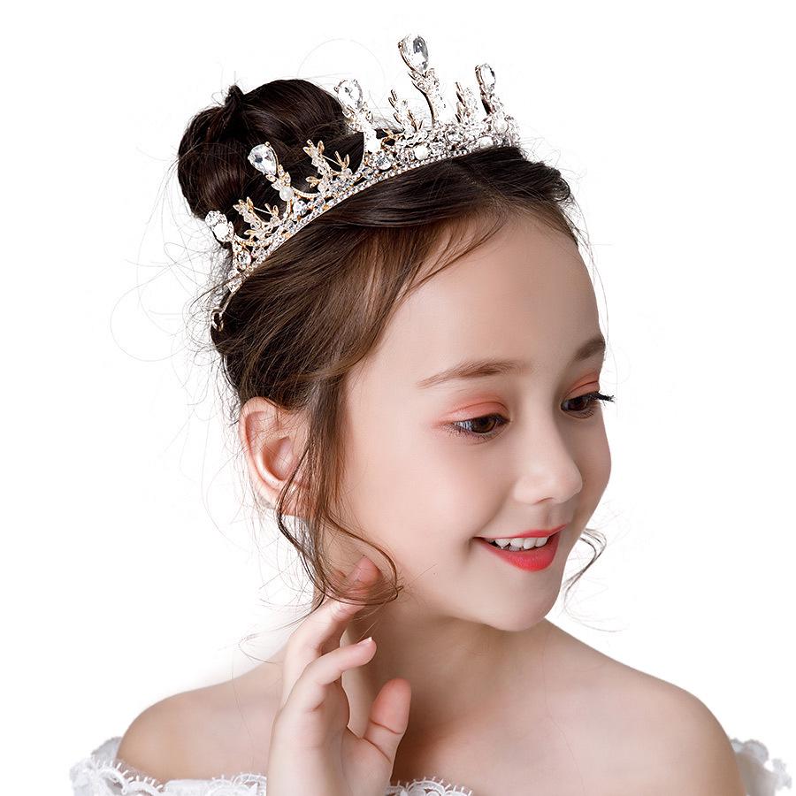 Crystal Tiara Headpiece for Girls – Golden Frozen Elsa Crown Hair Accessory