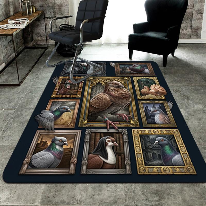 Fantasy Pigeon Portraits Pattern Rug Floor Mat for Living Room or Bedroom Soft and Comfortable Carpet a Gift for Birthday and Holiday.