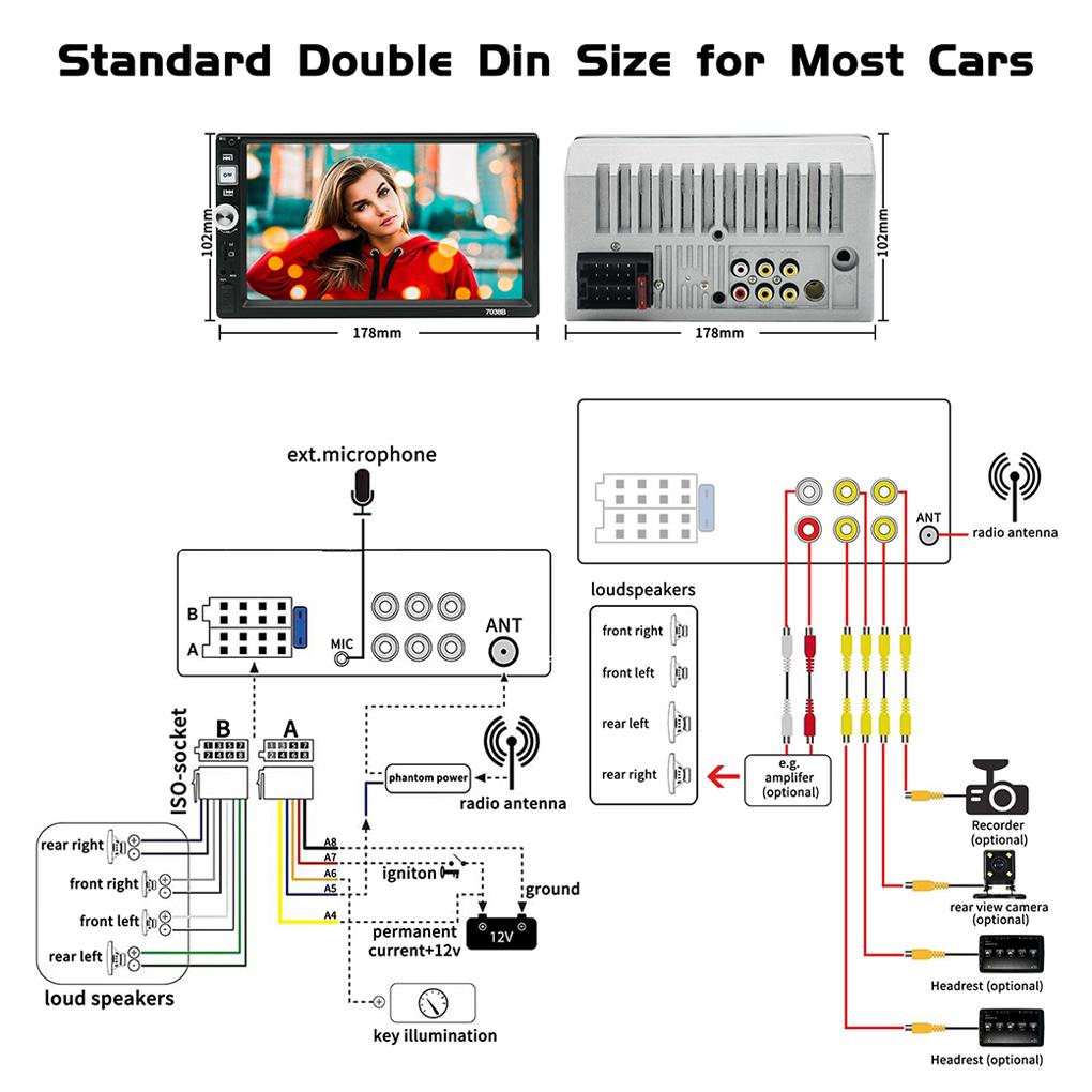 2 Din Autoradio HD Touchscreen Für Universal 7 Zoll MP5 Multimedia Player Car-Play Android Atuo BT FM Radio AUX MP5 HD Musik