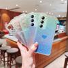 Iridescent Blue Love Heart Glitter Phone Case for Samsung Galaxy S23/S22/A55