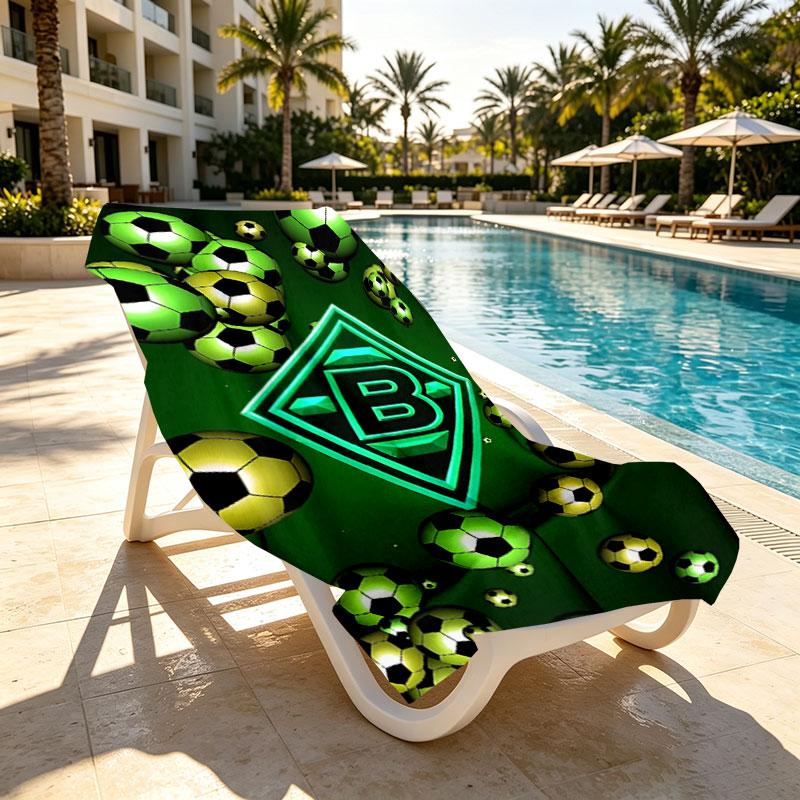 Borussia Monchengladbach Print Beach Towel Design, Soft, Lightweight. for Home Bathroom, Spa, Pool, Yoga, Surfing, Camping, Gift for Family, Friend