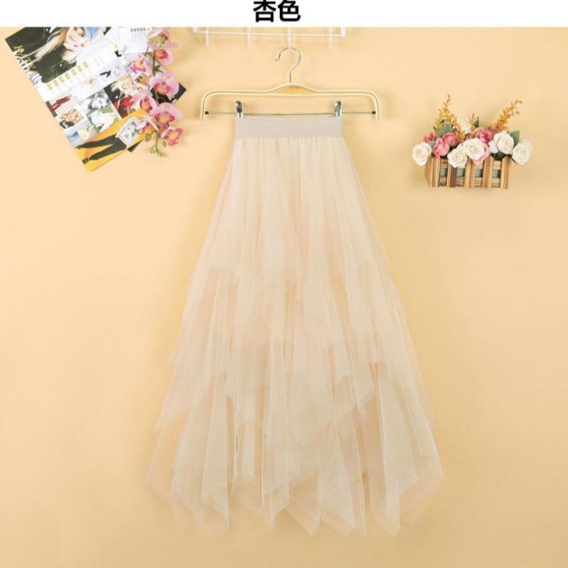 Long Wtempo Summer Skirt Maxi Women Fcute Highwaisted Pleated Kawaii Tulle Skirt Mesh Gauze