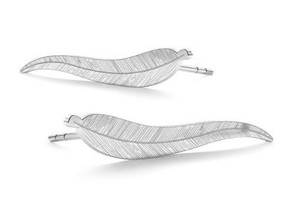 Silver Earrings Large Feathers Women's Studs Feather Feather Studs Silver