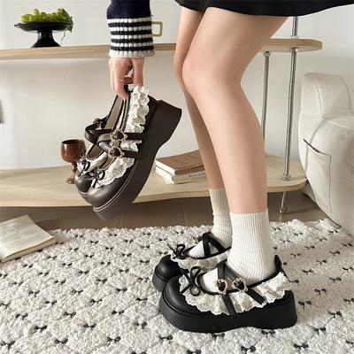Dicke Sohle Damen JK Lolita Schuhe Damen Outdoor Leder Pumps Frühling Herbst Schleife Damen Mary Jane Schuhe