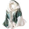 Dww-Women's Floral Silk Scarf, Simple Fashionable Green Floral Silk Scarf, Shiny Skin Color Satin Flower Scarf for Women, Ladies and Girls, Luxury Gif