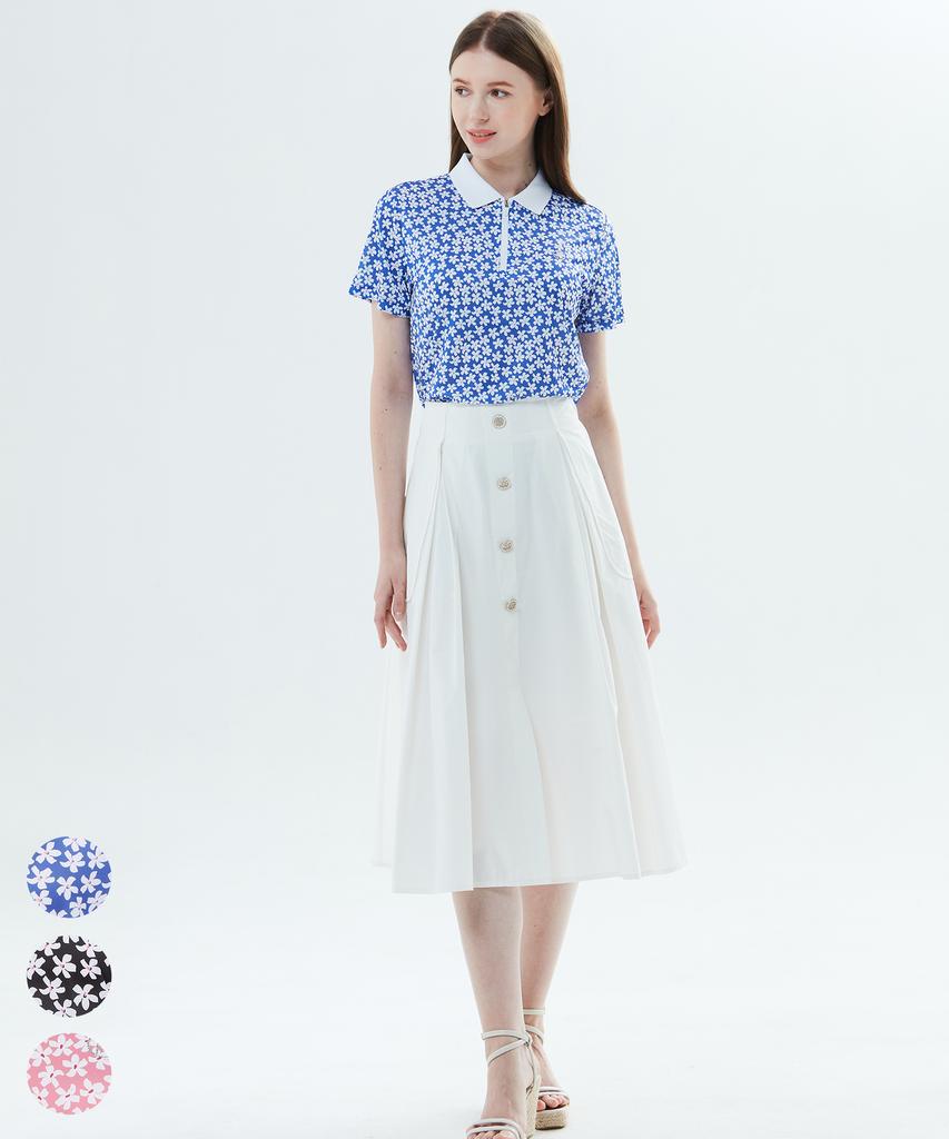BHPOLOCLUB Women'S Summer Blooming Flower Collared Short Sleeve Tee 3 Colors Ts642
