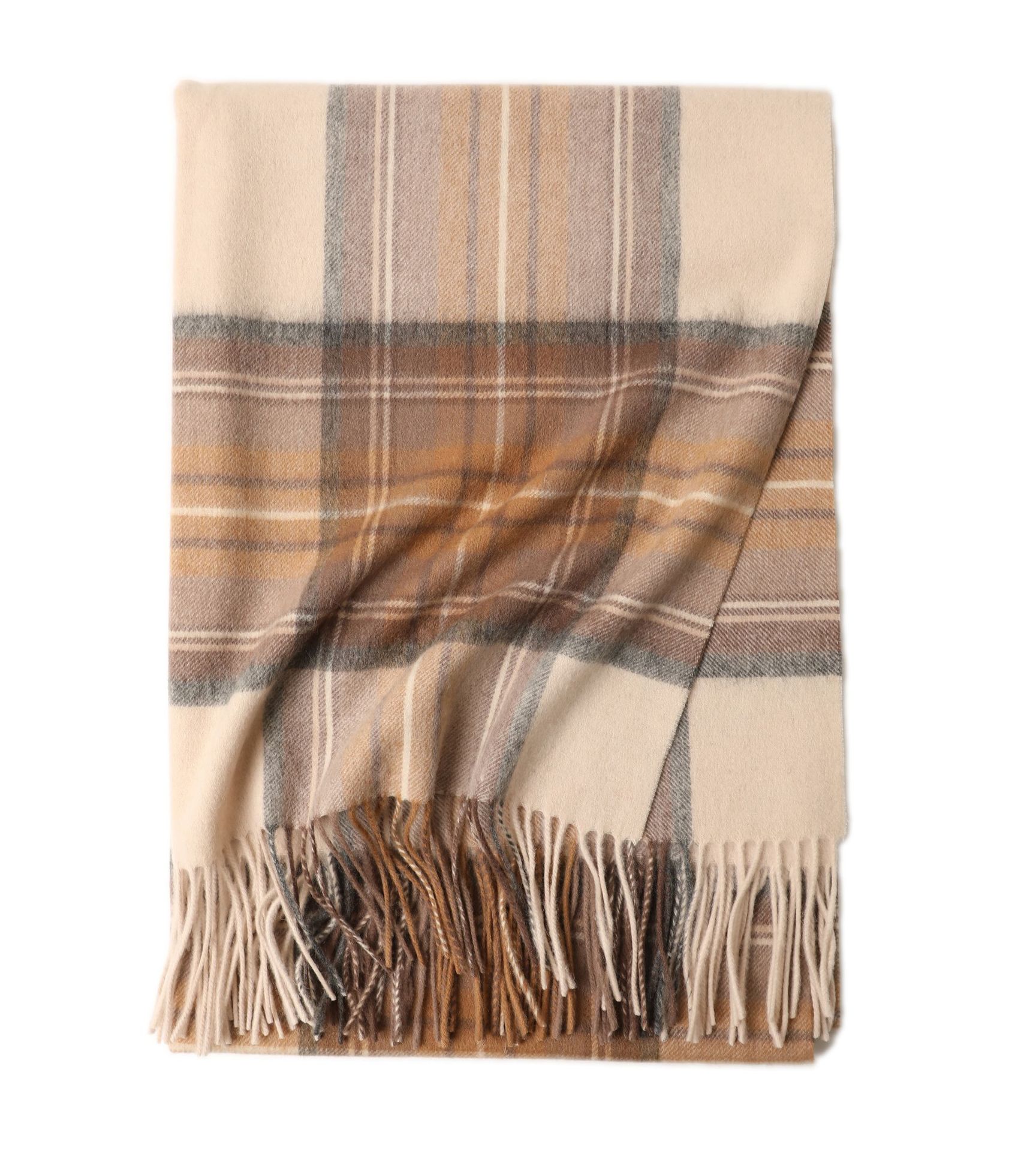 

Большая шаль из новой шерсти, теплая плед-накидка для перерыва на обед, вязаный бахромчатый клетчатый шарф, теплая большая шаль для осени и зимы 70*190