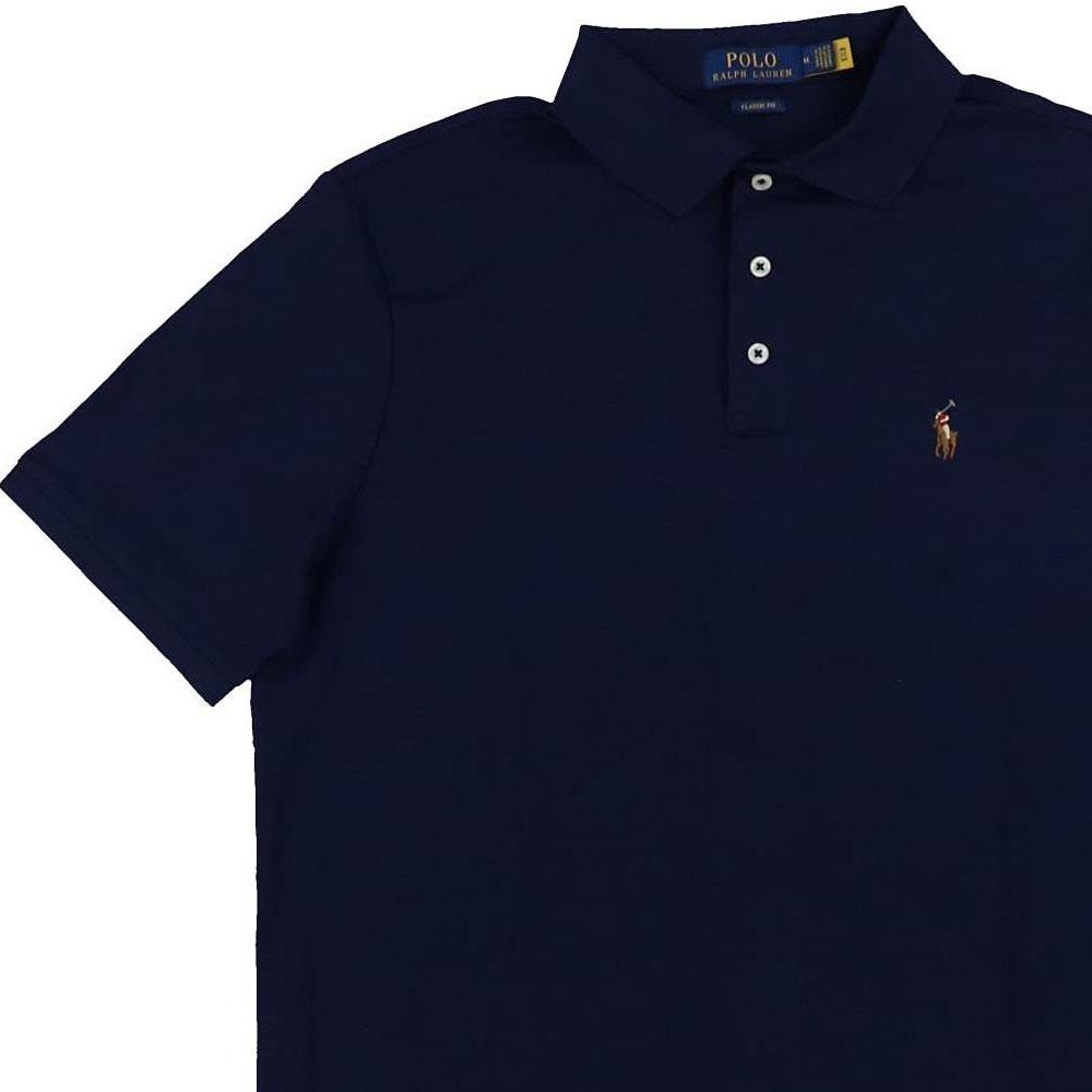 Polo Ralph Lauren Solid Logo Embroidered Slim Fit Short Sleeve Polo Shirt Men Tops Navy-Blue 710832748-006