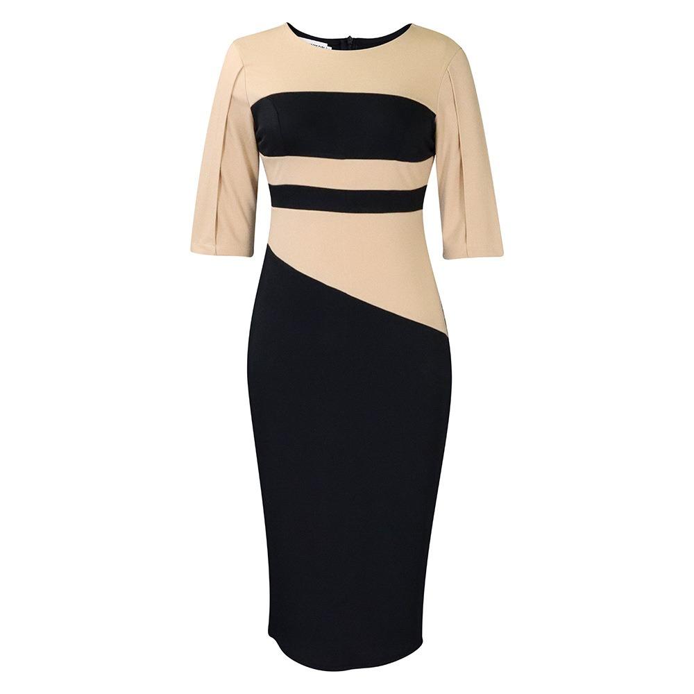 Rochie de femei de mărime mare, la modă de primăvară, cu design de șold și mâneci cinci sferturi, pentru un aspect elegant