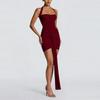 European and American summer new products, neck strap mesh splicing streamer temperament slim dress women's clothing