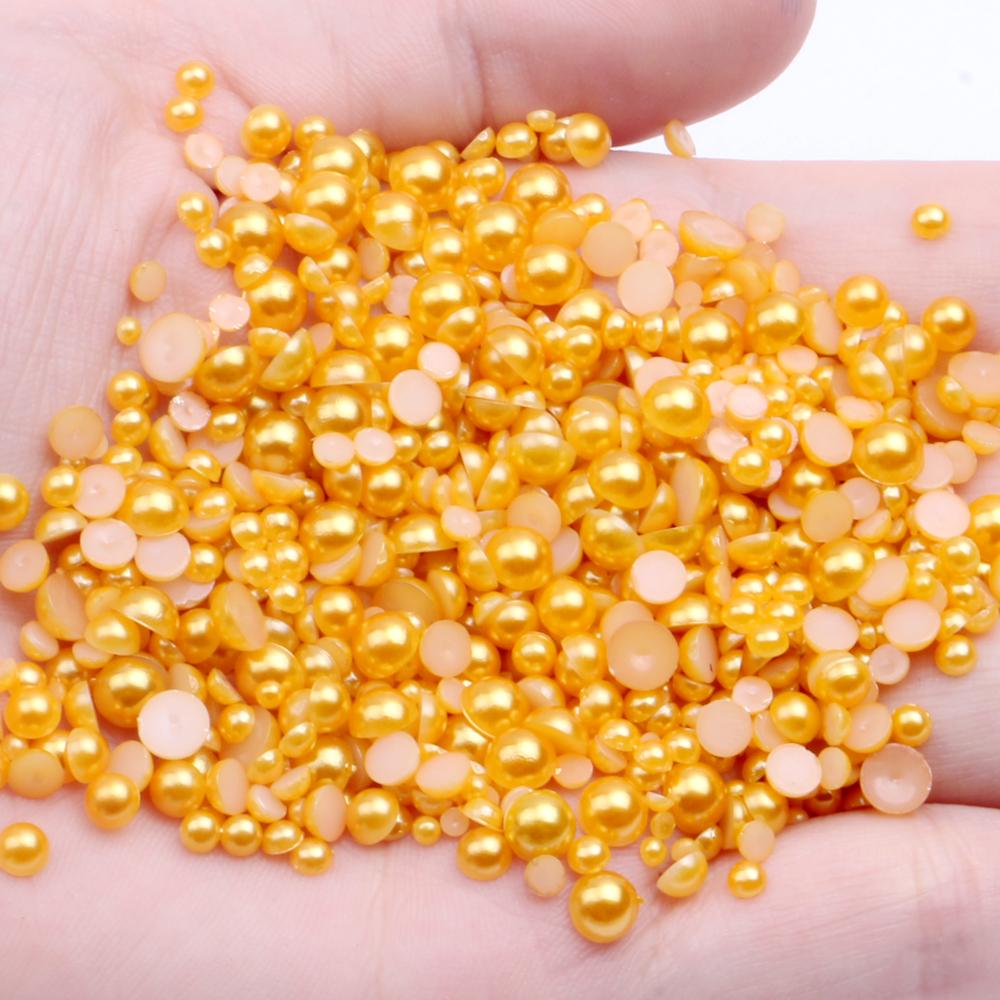 Resin Half Round Flatback Beads 2-6mm Mix Size Glue on Loose Rhinestones for Clothes Dresses DIY Crafts Scrapbook Decoration