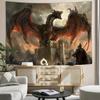 Coole Mittelalterliche Drachenwandteppich Fantasy Tier Roter Drache Wandbehang für Männer Jungen Schlafzimmer Gotische Wandteppiche Poster
