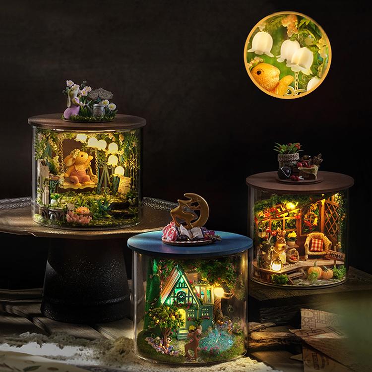 Dream Bottle Model Kit DIY Mini Doll House Handmade 3D Puzzle Assembly Toy Home Creative Room Bedroom Decoration with Furniture