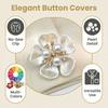 Flower Cufflinks Faux Pearl Rhinestone Flower Button Covers for Women Dress Shirts Crafting DIY Embellishments Gifts