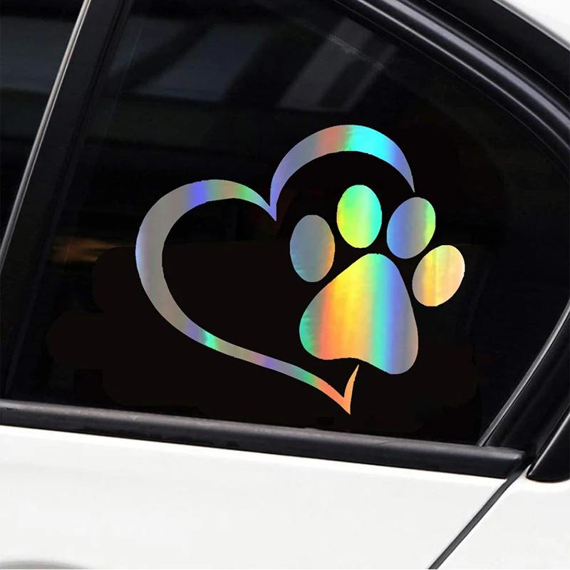 

Reflective Love Footprint Car Sticker 1 Pcs Dog Footprint Car-Body Sticker 9.3X11CM Personalized Car Decoration Supplies 11x9.3cm 1PCs белый