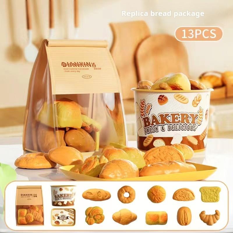 Educational Realistic Bread Fries Pizza Pretend Play Food Toy Set for Kids Boys Girls Meal Simulation Gift