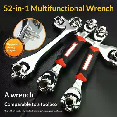 52/48 în 1 Set de scule multifuncționale cu manșon pentru șuruburi cu caneluri de mână, cheie cu clichet universală, cheie multifuncțională cu rotație la 360 de grade