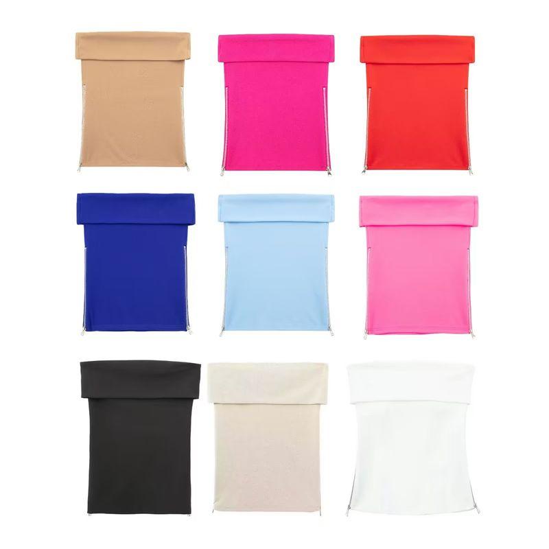 Kaslead Fashion Wind Straight Collar Knitting Zipper Tops