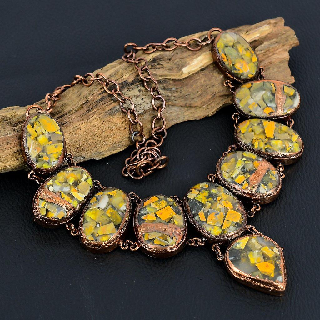 Copper Bumblebee Necklace Gemstone Jewelry, Copper Electroformed Necklace, Adjustable Handmade Beautiful Jewelry Chain Necklace