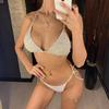 Halter Mini Bikini Kadın Mayo Kadın Mayo Iki parçalı Bikini seti Lüks Inci Yüzücü Mayo