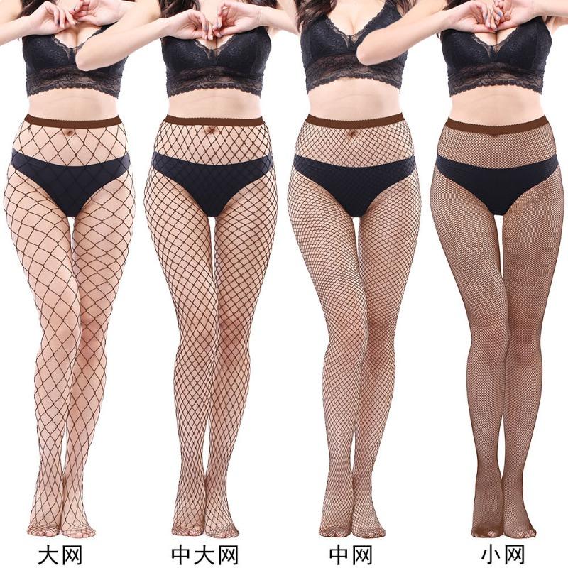 Women Sexy Solid Hollow Out Lace Plus Size Fishnet Long Pantyhose