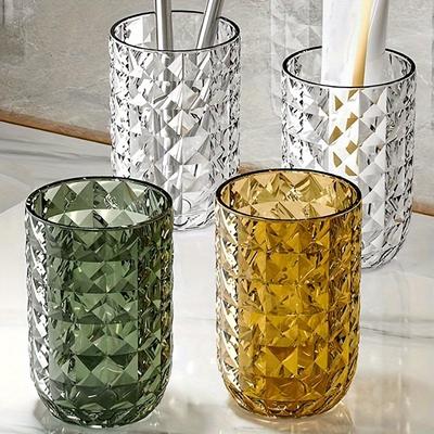 1 st munsköljkopp, par tandborstkopp plast gurgelkopp, geometriskt texturerad badrumsmugg, badrumstillbehör