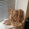 Summer Cott Thread Hollowed-Out Woven Single-Shoulder Bag Tassel Knitting Handbags Large Tote Beach Travel Shopper Purse Bolsa