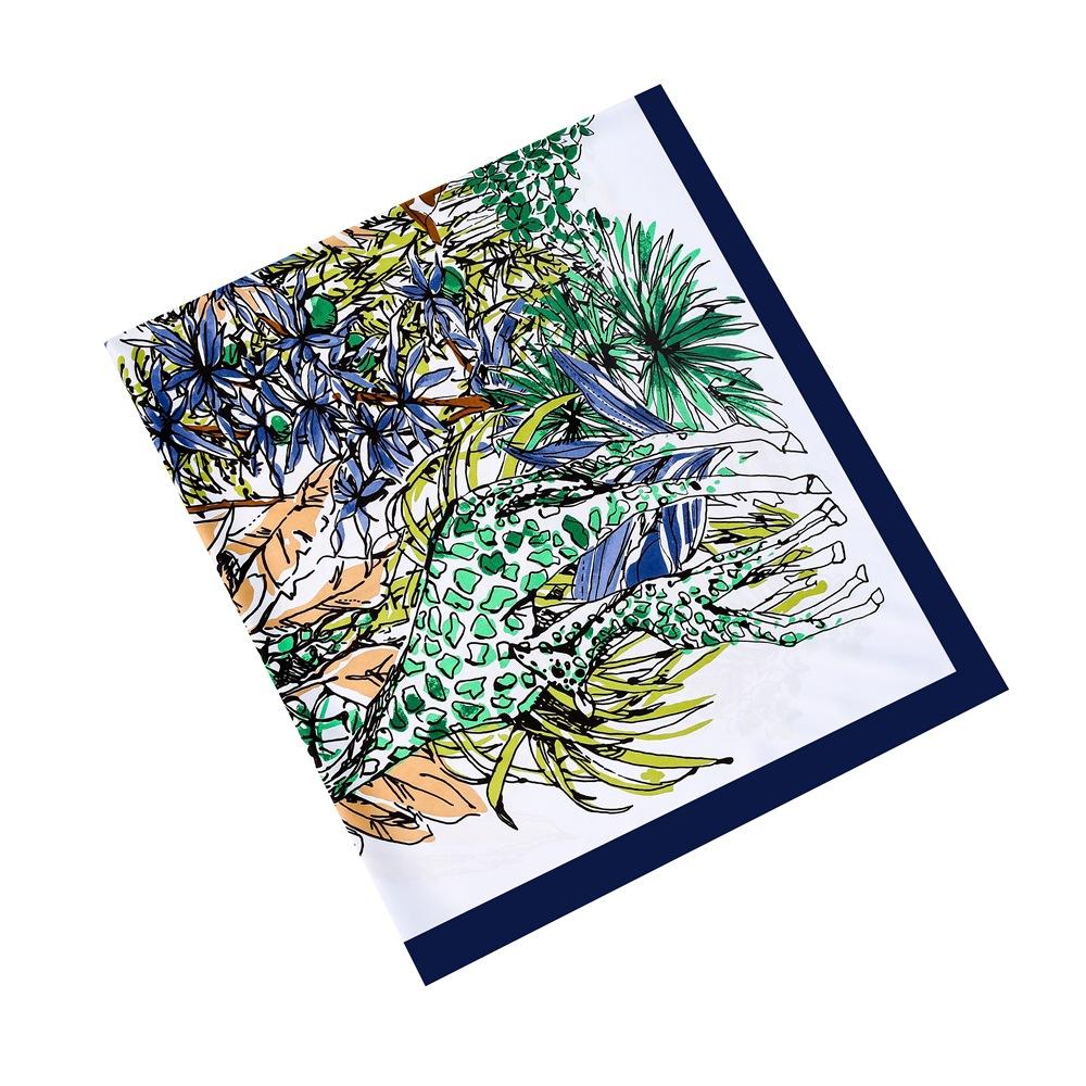 New Silk Scarf Women Large Shawls Foreast Plant Print Square Bandana Luxury Kerchief Hijab Scarf Female Foulards 130CM