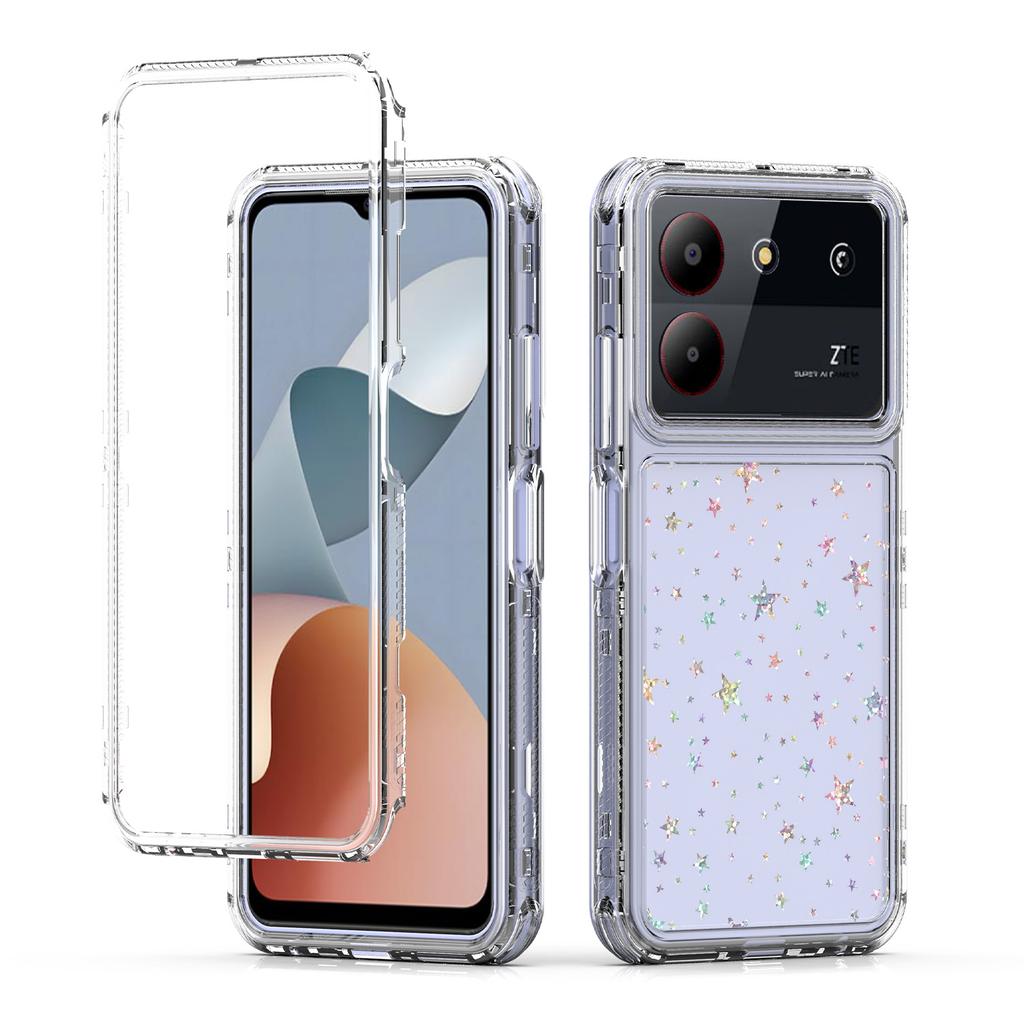 Pro ZTE Blade A34/A54 Pouzdro Průhledný Akrylový TPU Hybridní Kryt na Telefon s Laserově potištěnou Fólií