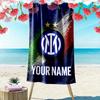 Asciugamano da Spiaggia Personalizzato con Stampa Inter Milan, Asciugamano Grande Morbido ad Asciugatura Rapida per Spiaggia Campeggio Nuoto